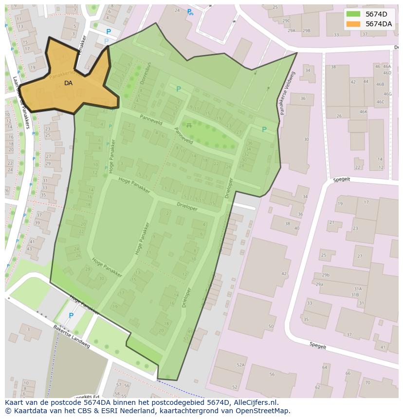Afbeelding van het postcodegebied 5674 DA op de kaart.
