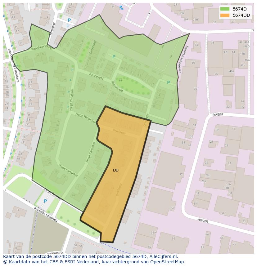 Afbeelding van het postcodegebied 5674 DD op de kaart.