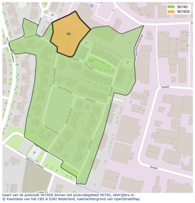 Afbeelding van het postcodegebied 5674 DE op de kaart.