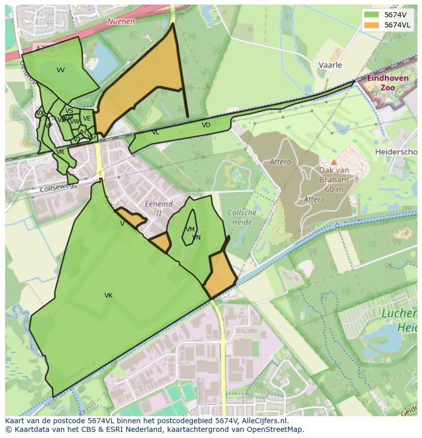 Afbeelding van het postcodegebied 5674 VL op de kaart.