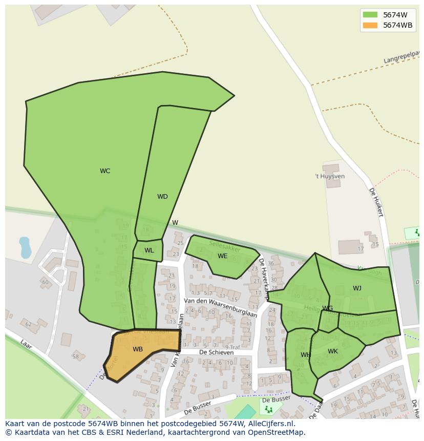 Afbeelding van het postcodegebied 5674 WB op de kaart.