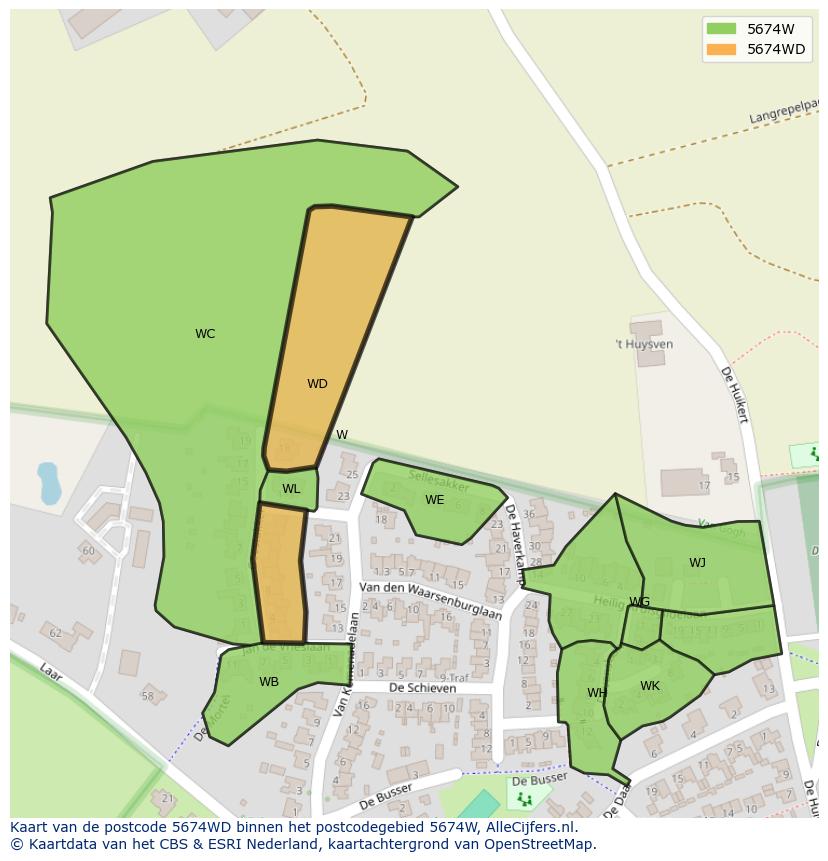 Afbeelding van het postcodegebied 5674 WD op de kaart.