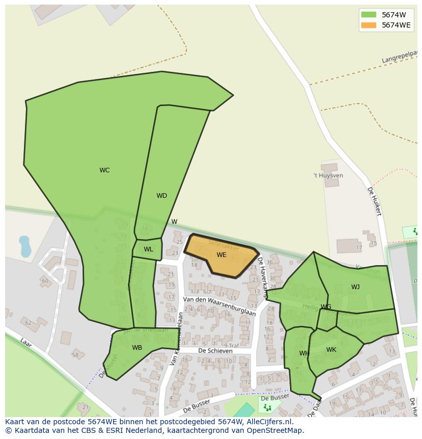 Afbeelding van het postcodegebied 5674 WE op de kaart.