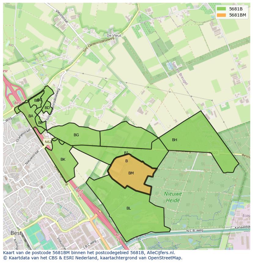 Afbeelding van het postcodegebied 5681 BM op de kaart.