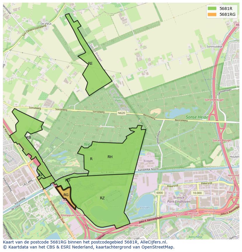 Afbeelding van het postcodegebied 5681 RG op de kaart.