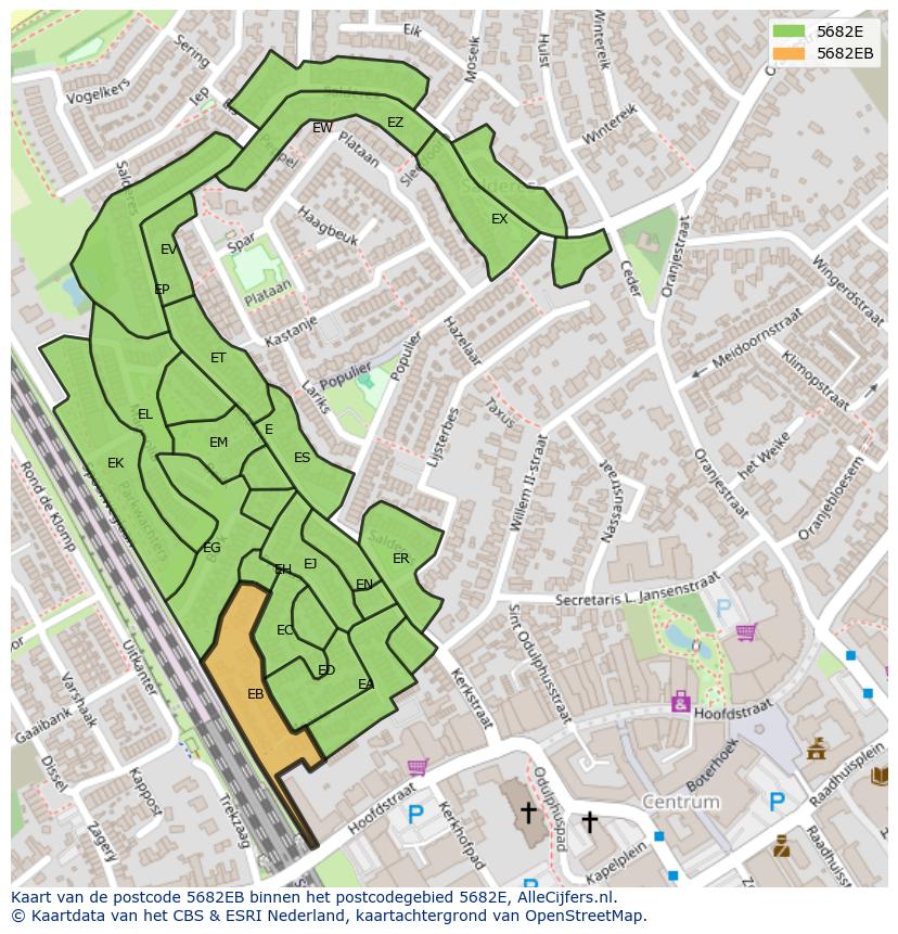 Afbeelding van het postcodegebied 5682 EB op de kaart.