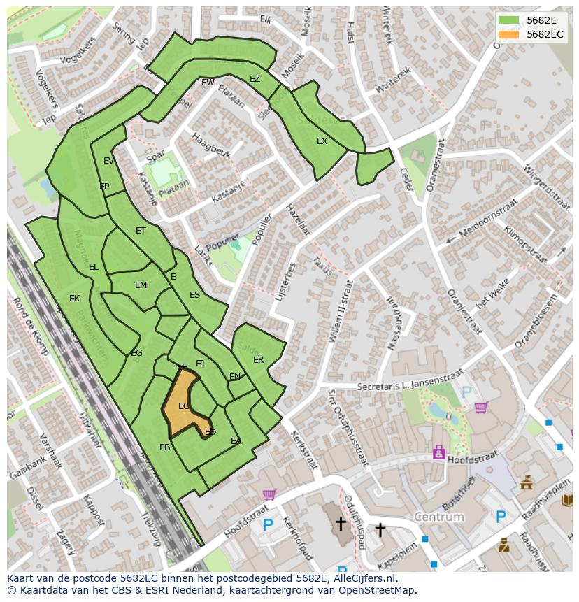 Afbeelding van het postcodegebied 5682 EC op de kaart.