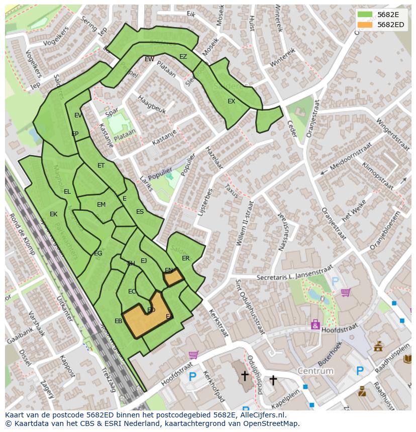 Afbeelding van het postcodegebied 5682 ED op de kaart.