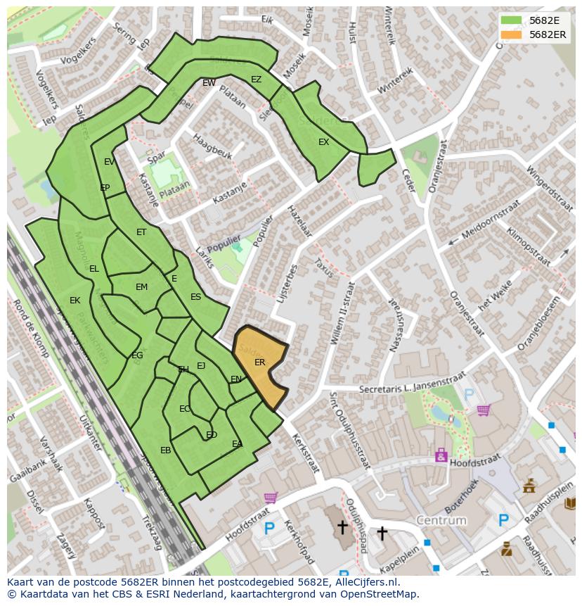 Afbeelding van het postcodegebied 5682 ER op de kaart.