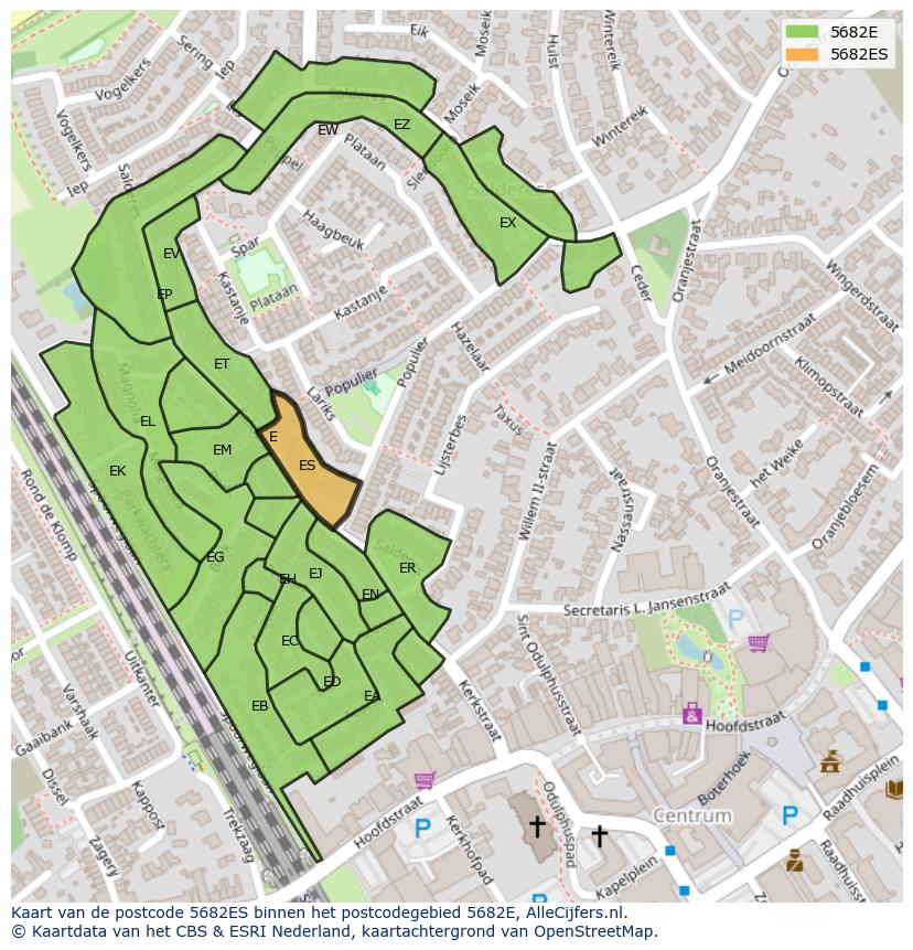 Afbeelding van het postcodegebied 5682 ES op de kaart.