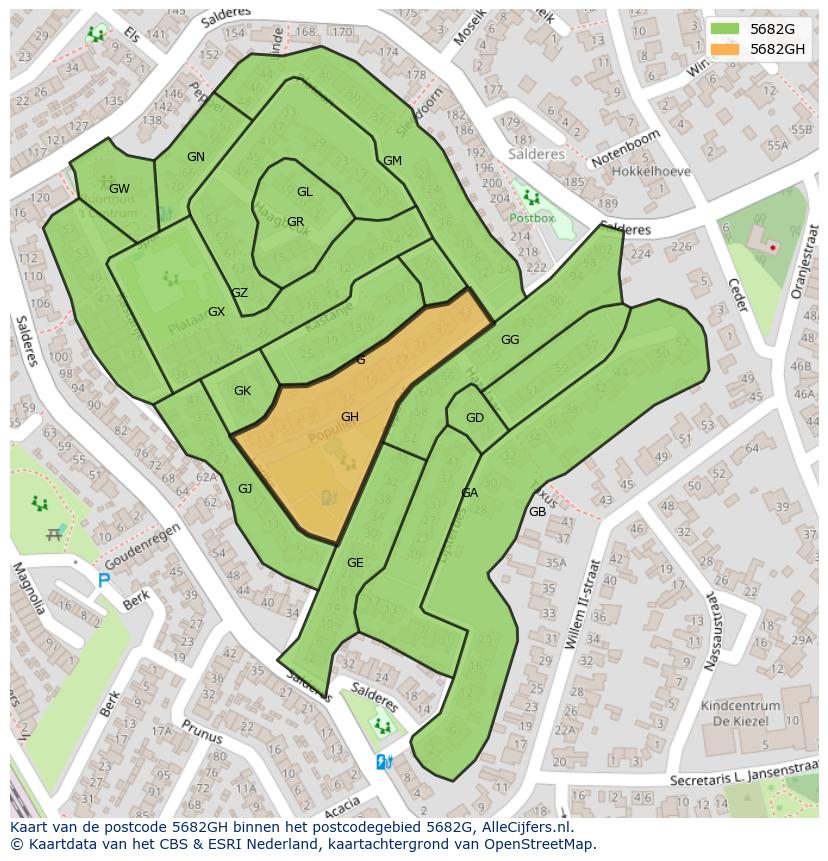 Afbeelding van het postcodegebied 5682 GH op de kaart.