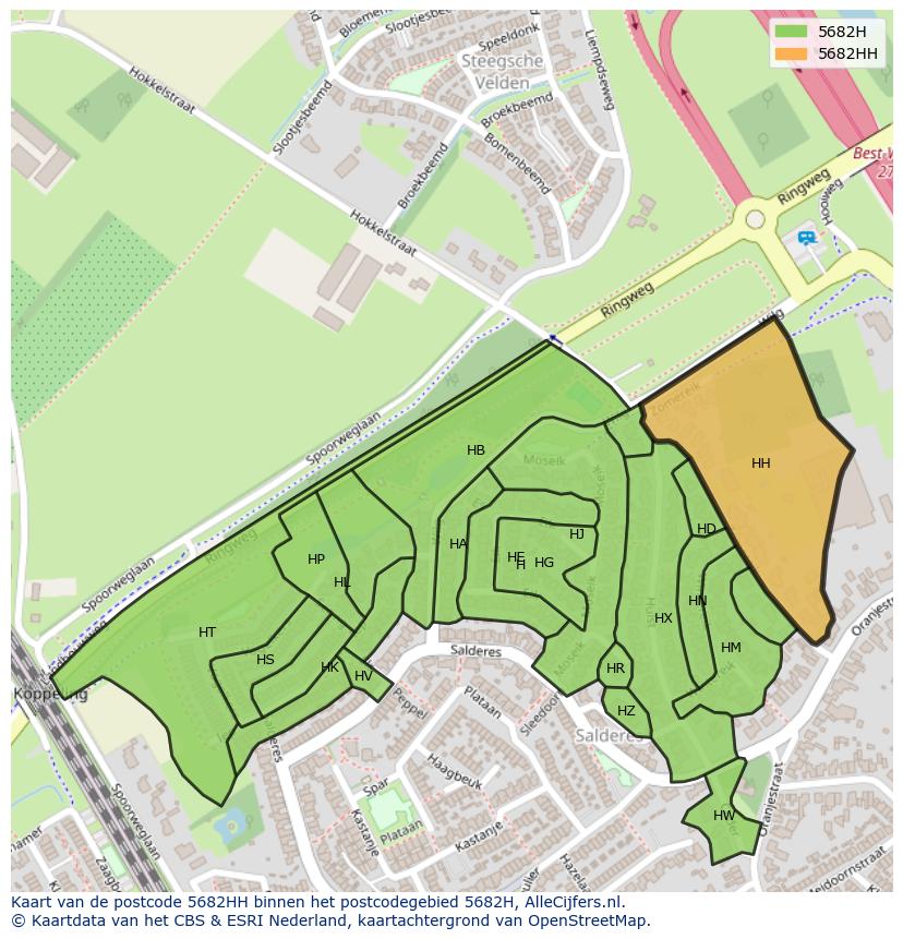 Afbeelding van het postcodegebied 5682 HH op de kaart.