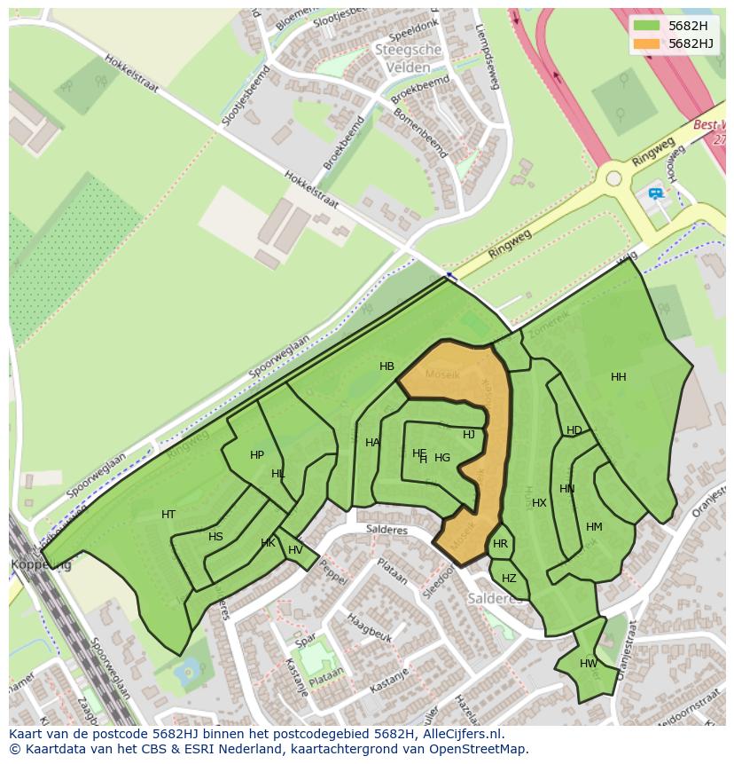 Afbeelding van het postcodegebied 5682 HJ op de kaart.