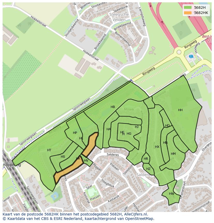 Afbeelding van het postcodegebied 5682 HK op de kaart.