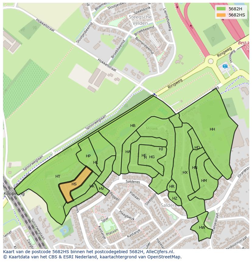 Afbeelding van het postcodegebied 5682 HS op de kaart.
