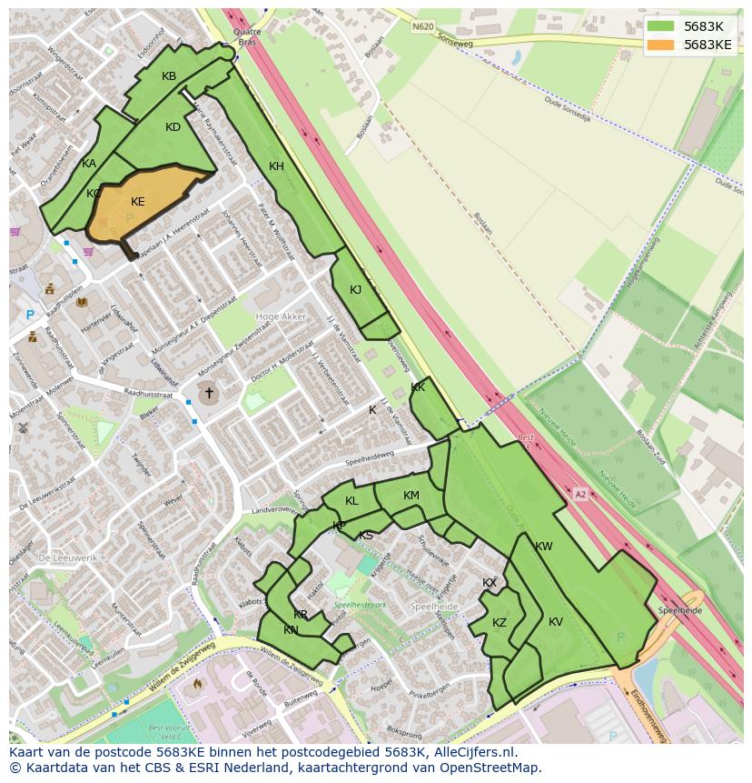 Afbeelding van het postcodegebied 5683 KE op de kaart.