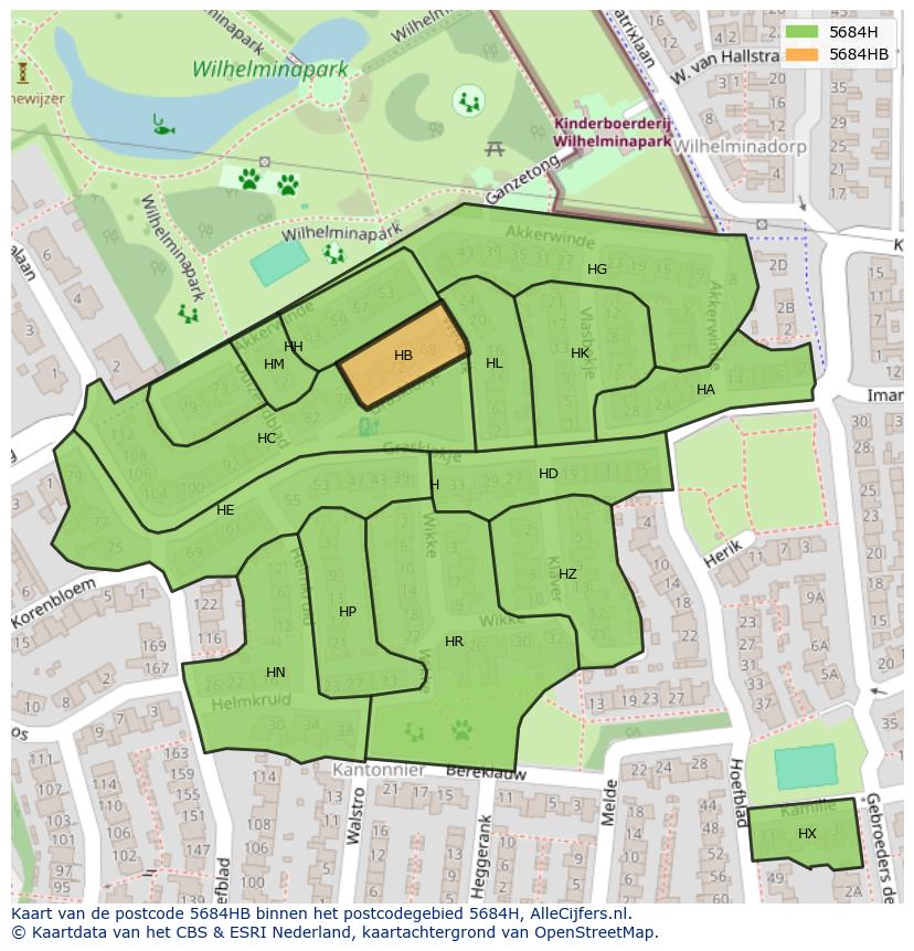 Afbeelding van het postcodegebied 5684 HB op de kaart.
