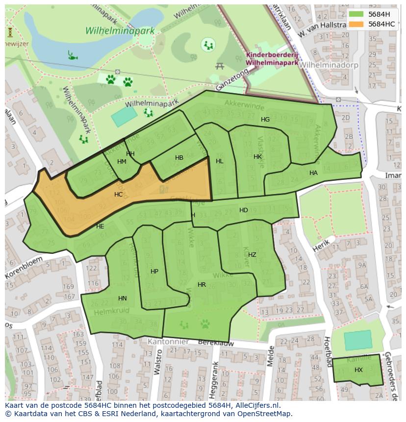 Afbeelding van het postcodegebied 5684 HC op de kaart.