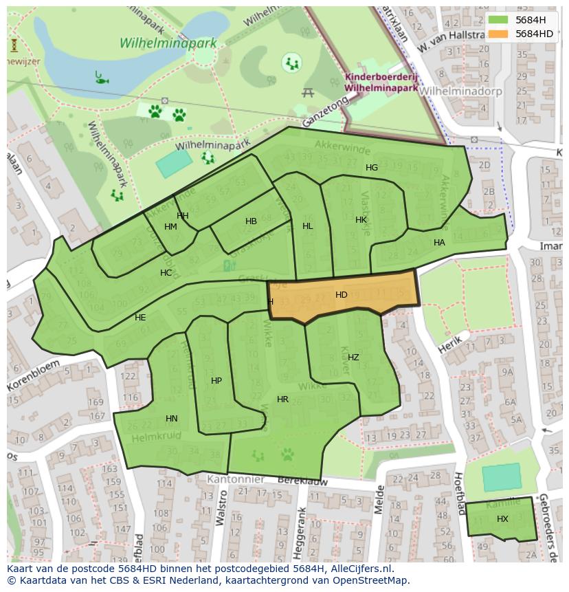 Afbeelding van het postcodegebied 5684 HD op de kaart.