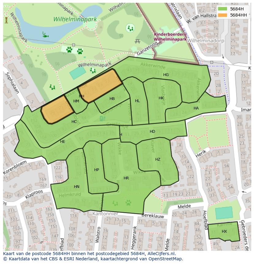 Afbeelding van het postcodegebied 5684 HH op de kaart.
