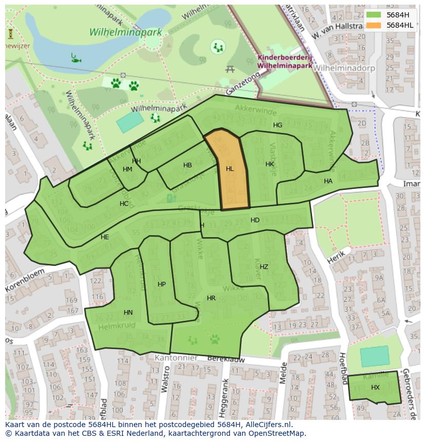 Afbeelding van het postcodegebied 5684 HL op de kaart.