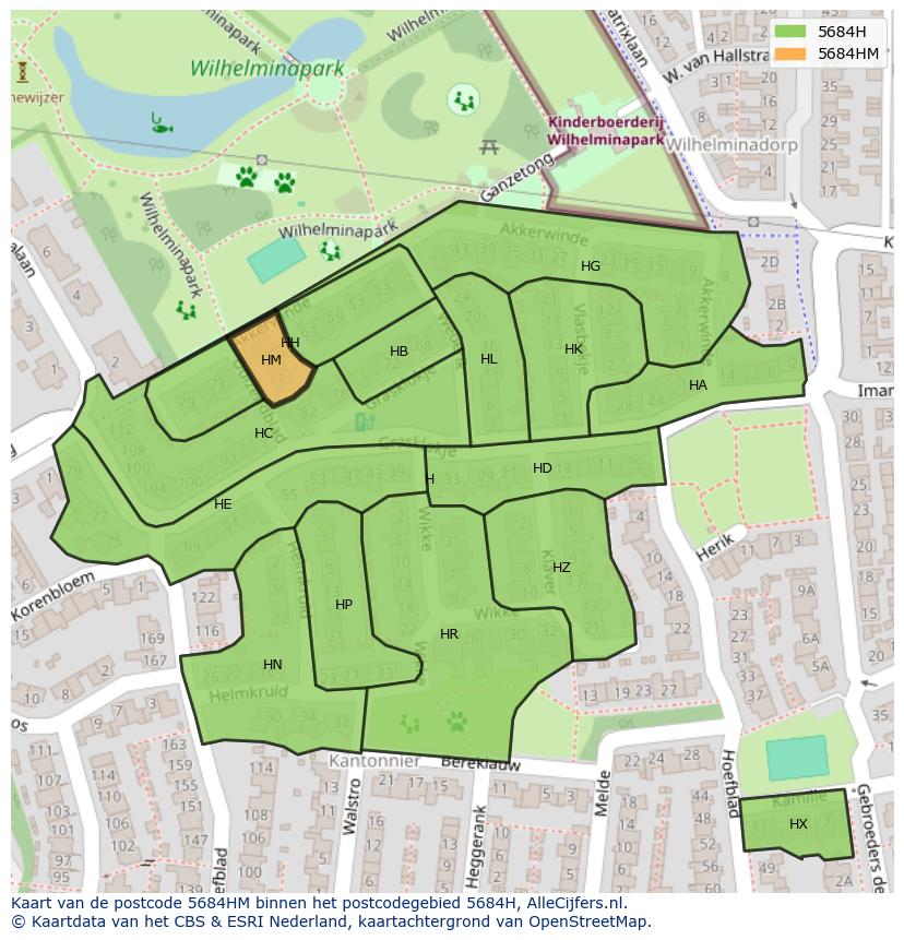 Afbeelding van het postcodegebied 5684 HM op de kaart.