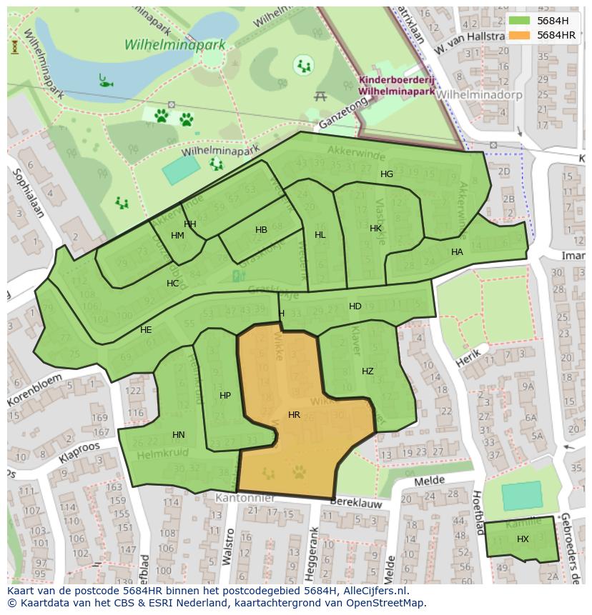 Afbeelding van het postcodegebied 5684 HR op de kaart.