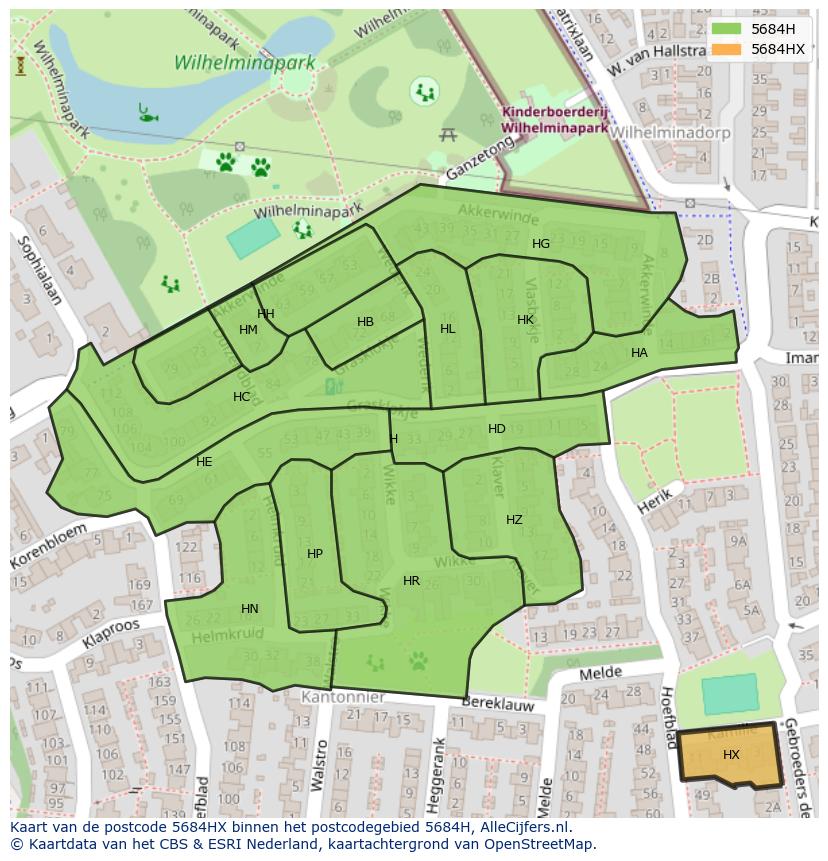 Afbeelding van het postcodegebied 5684 HX op de kaart.