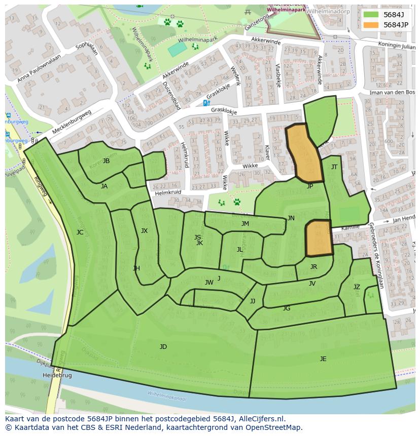 Afbeelding van het postcodegebied 5684 JP op de kaart.