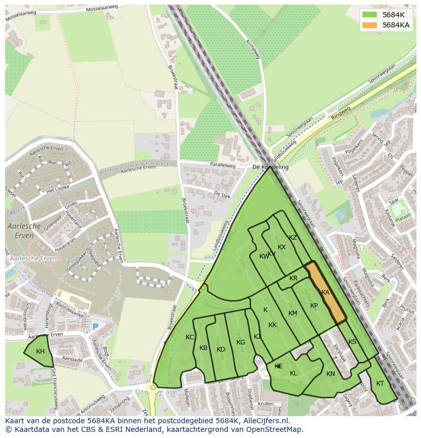 Afbeelding van het postcodegebied 5684 KA op de kaart.