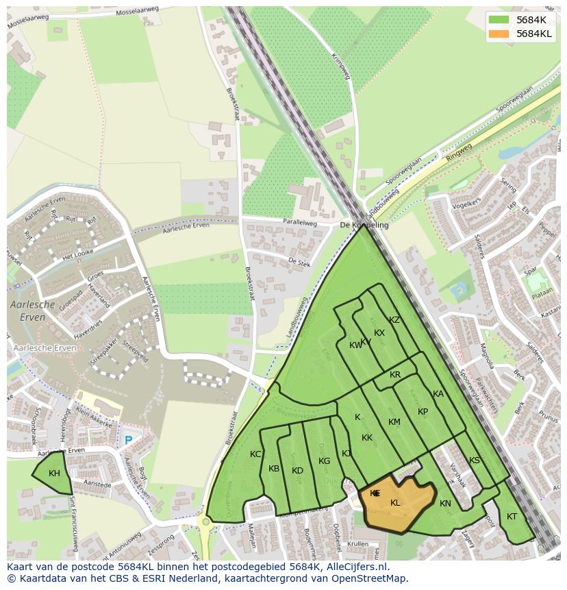Afbeelding van het postcodegebied 5684 KL op de kaart.