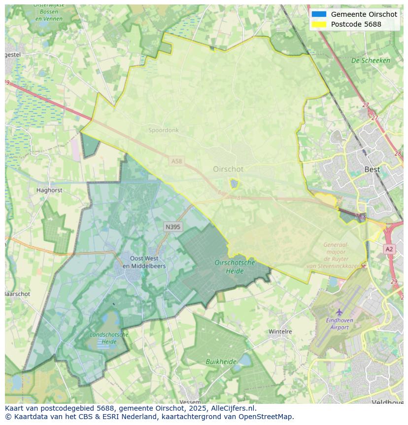 Afbeelding van het postcodegebied 5688 op de kaart.