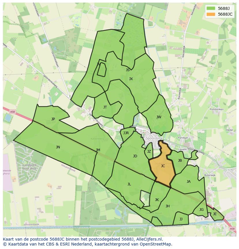 Afbeelding van het postcodegebied 5688 JC op de kaart.