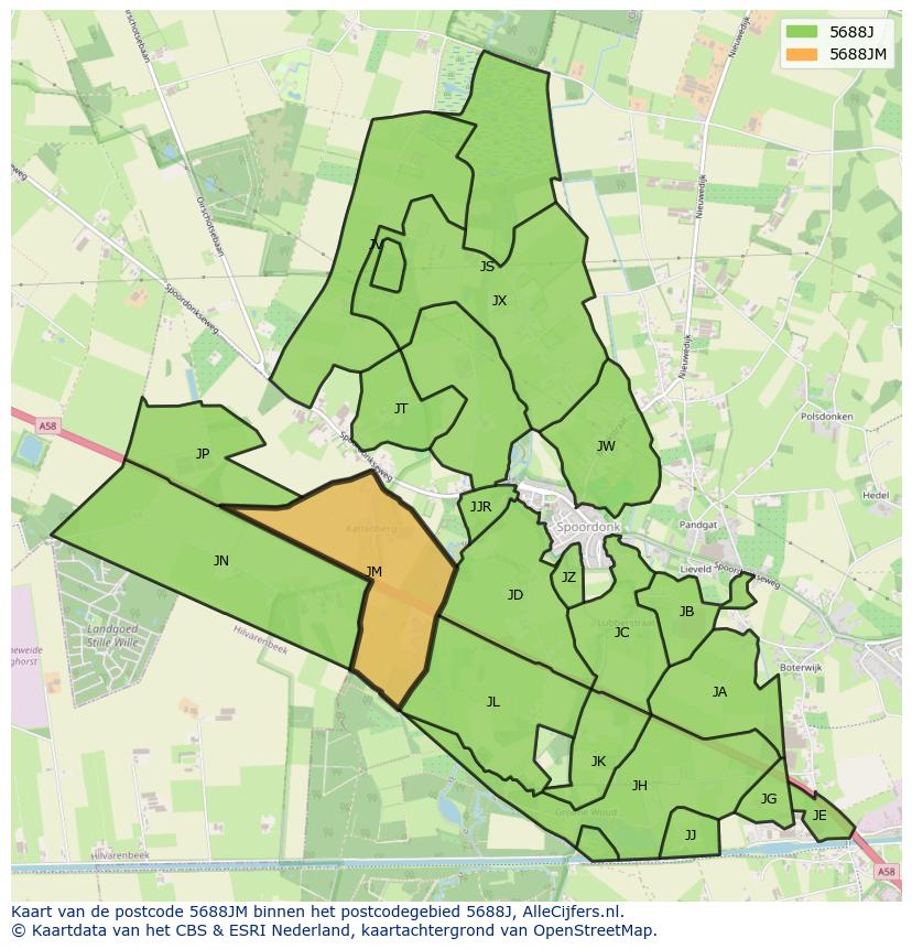 Afbeelding van het postcodegebied 5688 JM op de kaart.