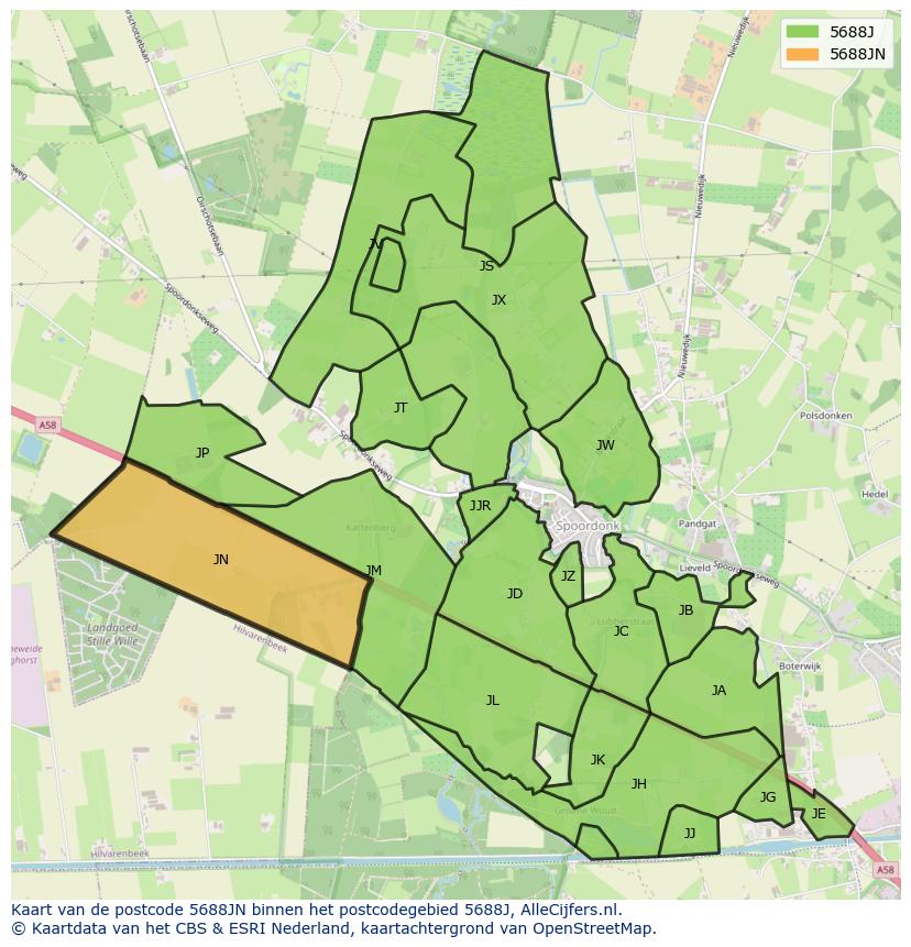 Afbeelding van het postcodegebied 5688 JN op de kaart.