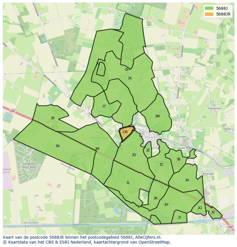 Afbeelding van het postcodegebied 5688 JR op de kaart.