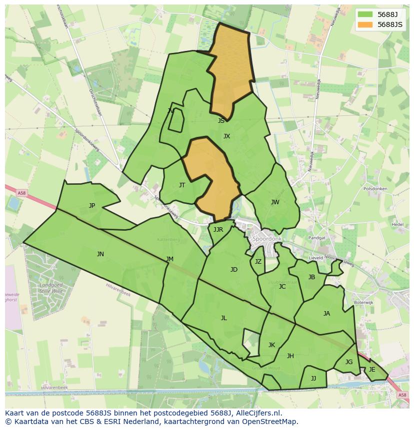 Afbeelding van het postcodegebied 5688 JS op de kaart.
