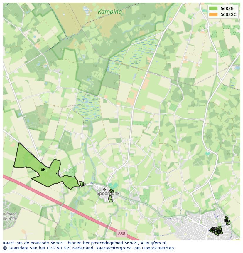 Afbeelding van het postcodegebied 5688 SC op de kaart.
