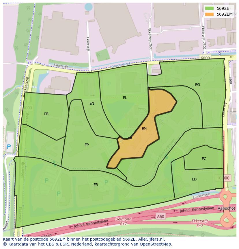 Afbeelding van het postcodegebied 5692 EM op de kaart.