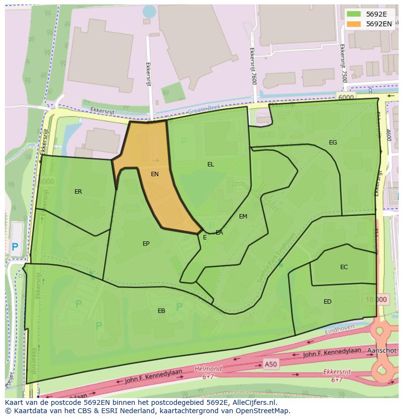 Afbeelding van het postcodegebied 5692 EN op de kaart.