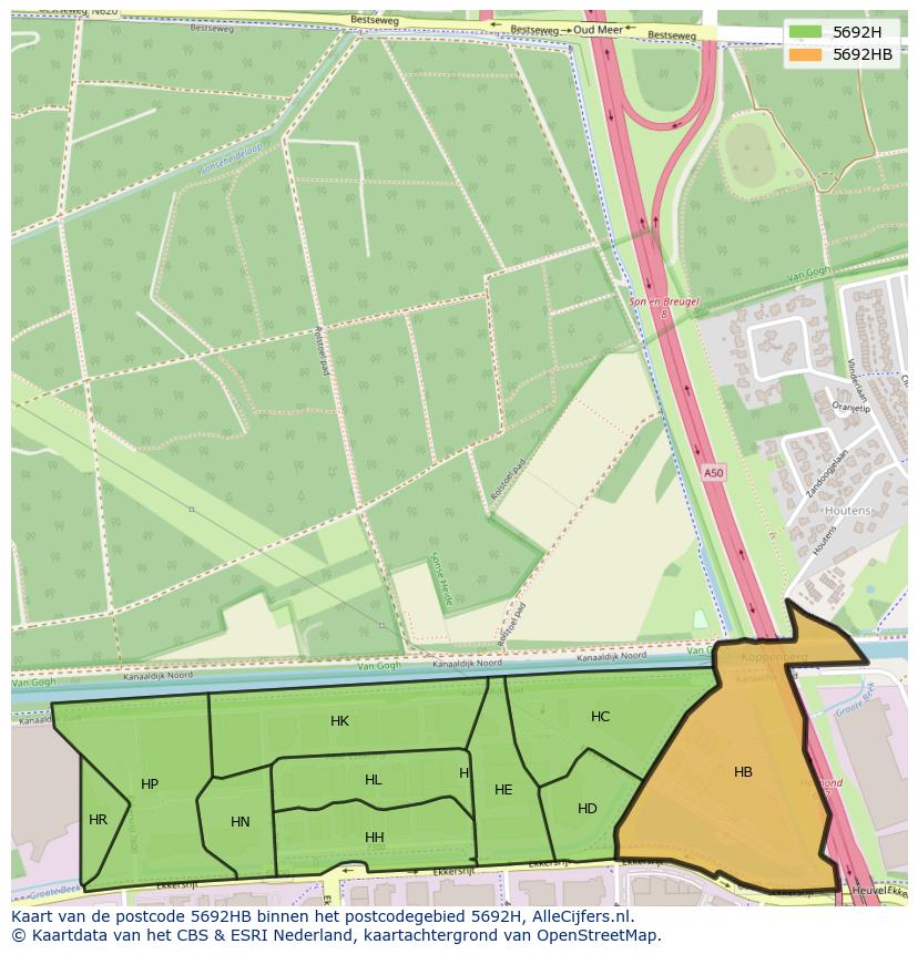 Afbeelding van het postcodegebied 5692 HB op de kaart.