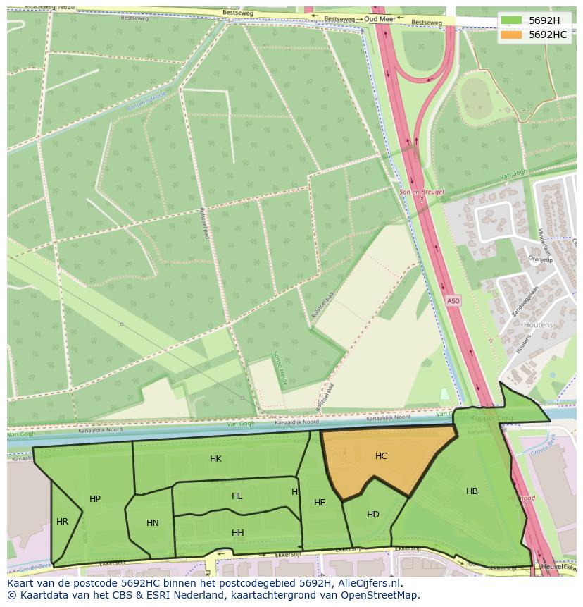 Afbeelding van het postcodegebied 5692 HC op de kaart.