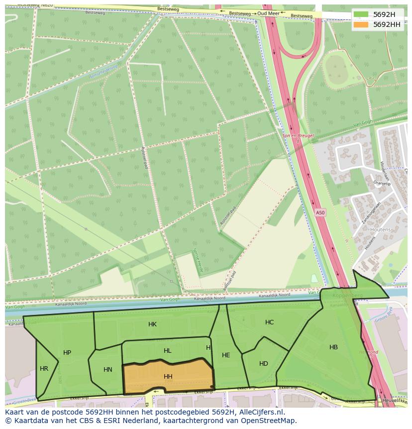 Afbeelding van het postcodegebied 5692 HH op de kaart.