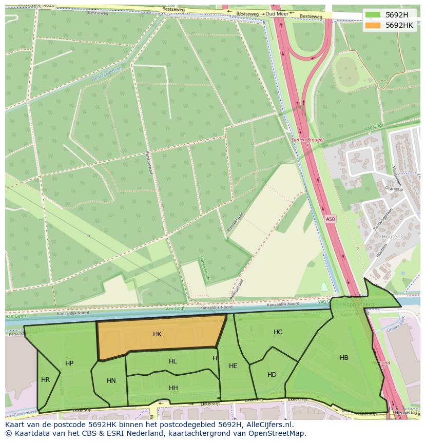 Afbeelding van het postcodegebied 5692 HK op de kaart.