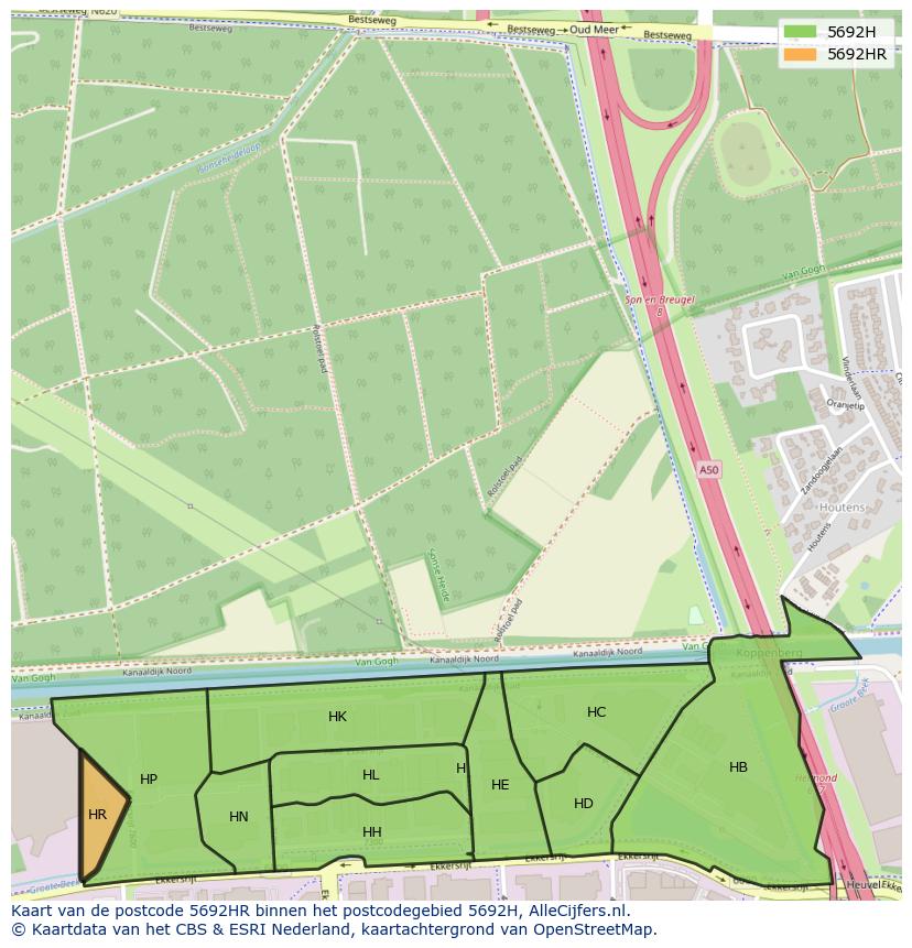 Afbeelding van het postcodegebied 5692 HR op de kaart.