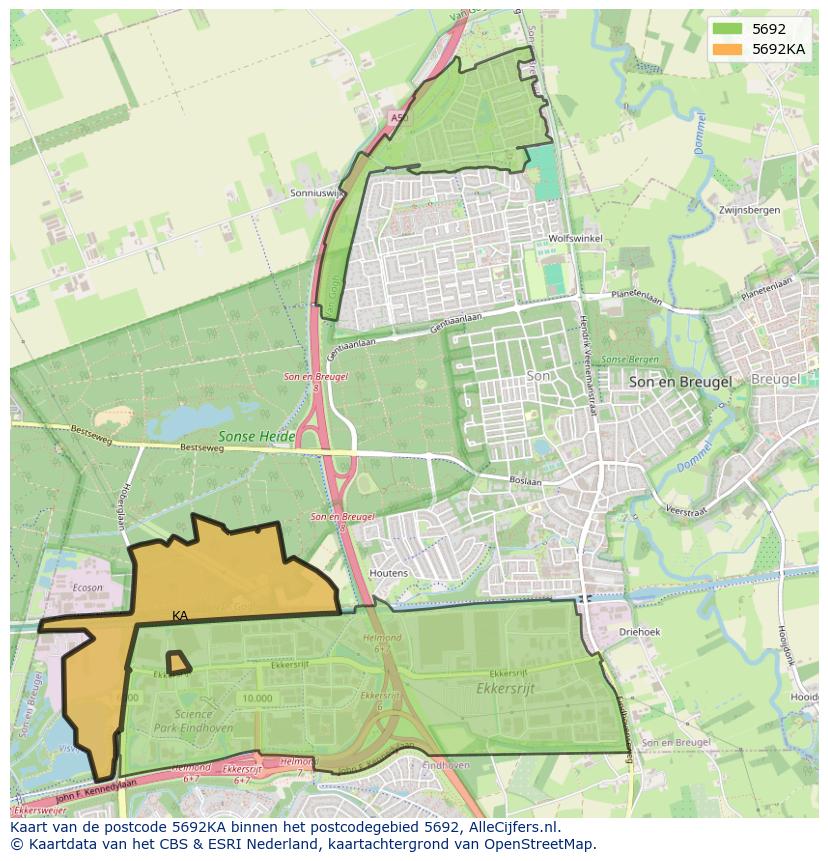 Afbeelding van het postcodegebied 5692 KA op de kaart.