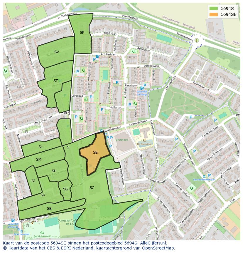 Afbeelding van het postcodegebied 5694 SE op de kaart.