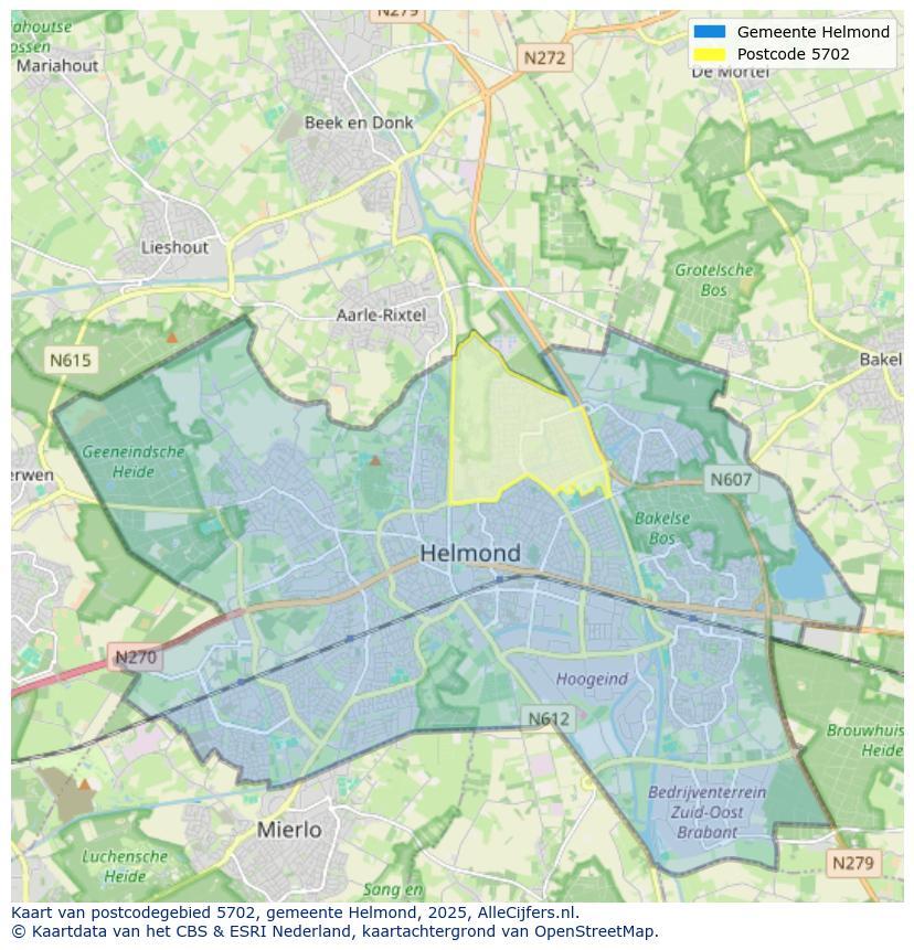 Afbeelding van het postcodegebied 5702 op de kaart.