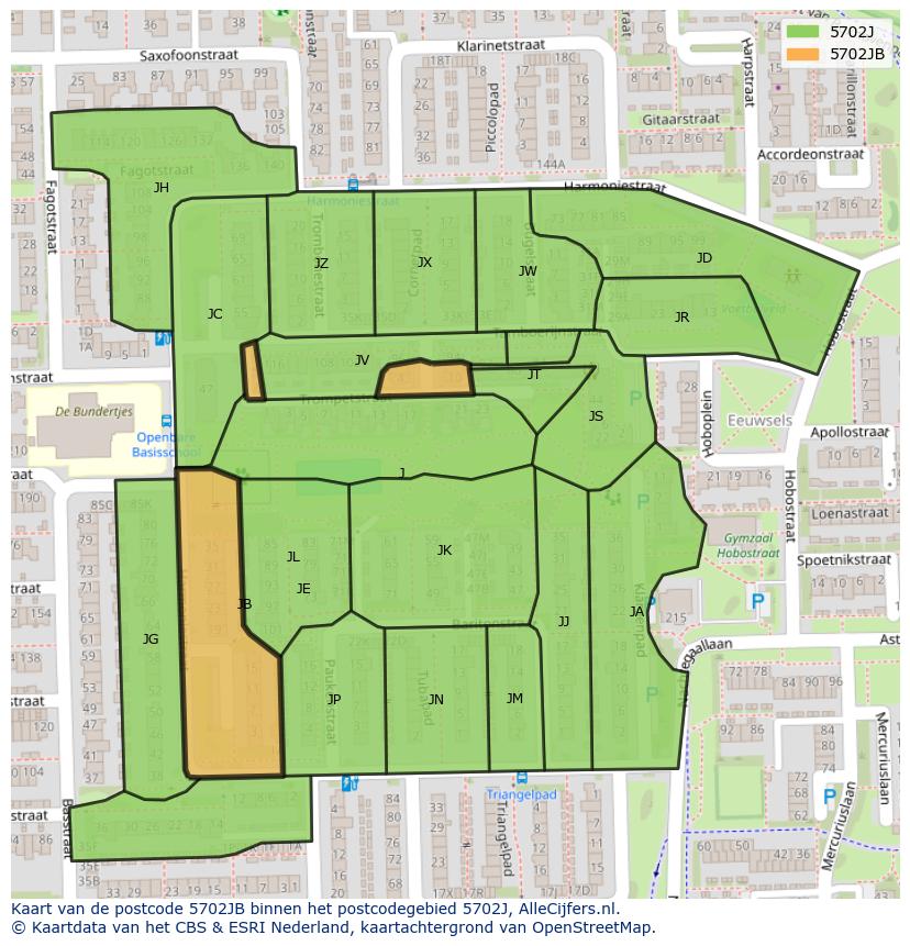 Afbeelding van het postcodegebied 5702 JB op de kaart.