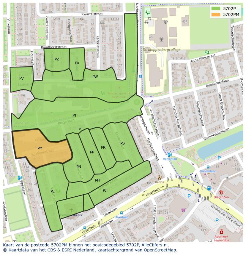 Afbeelding van het postcodegebied 5702 PM op de kaart.